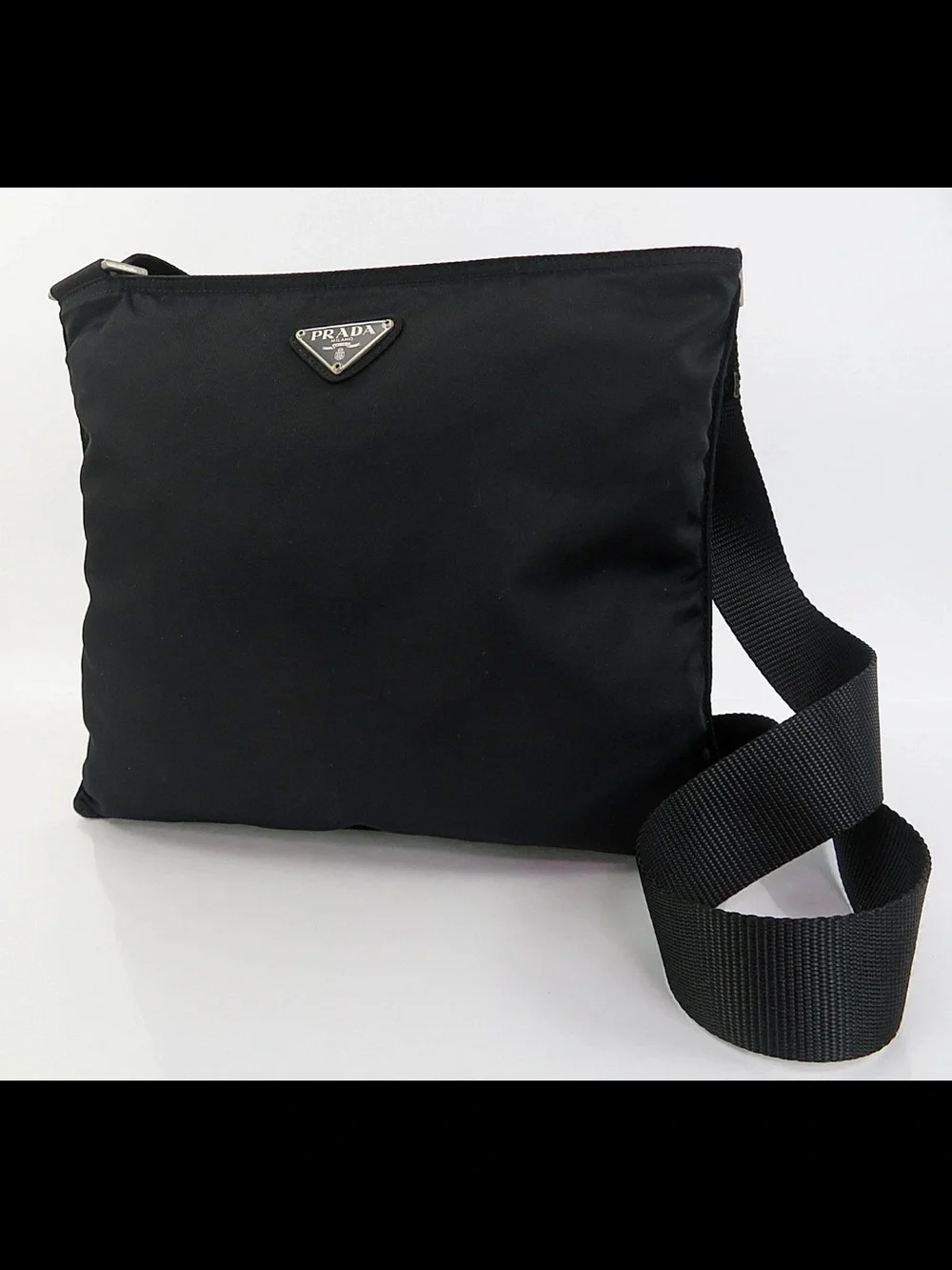 Prada Black Nylon Messenger Shoulder Bag